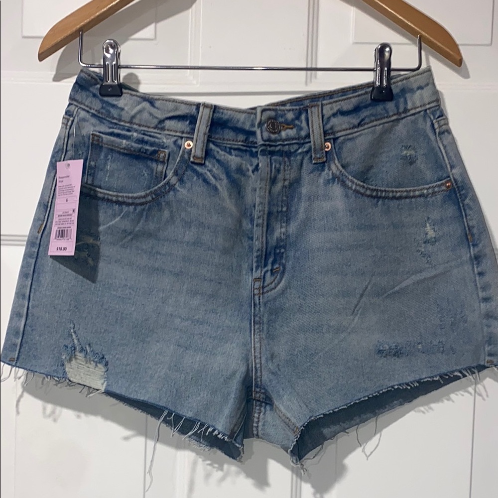 Denim Blue Women's high-rise shorts-6